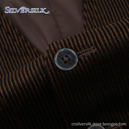 Solid Corduroy Brown Fancy Suit Vest Waistcoat Men